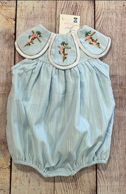 BLUE TULIP CROSS BUBBLE (fully lined) (order 210)