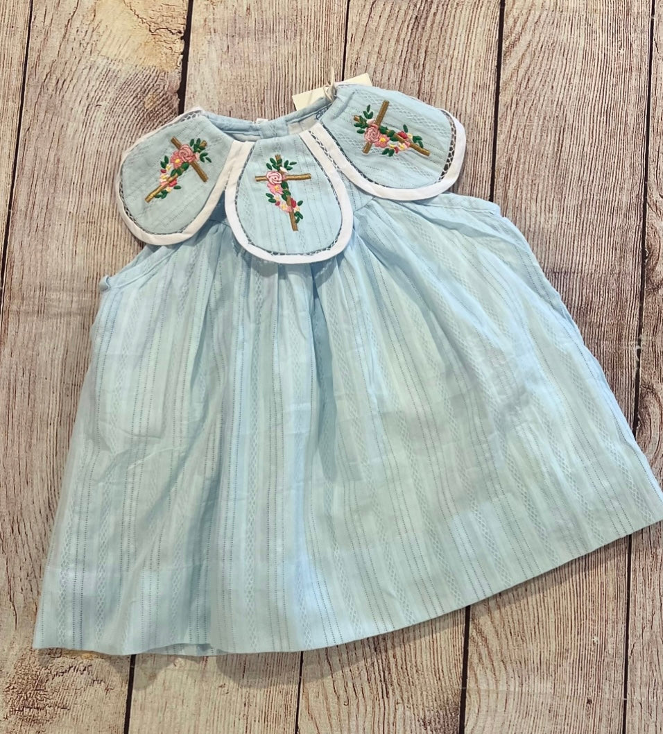 BLUE TULIP CROSS DRESS (fully lined)