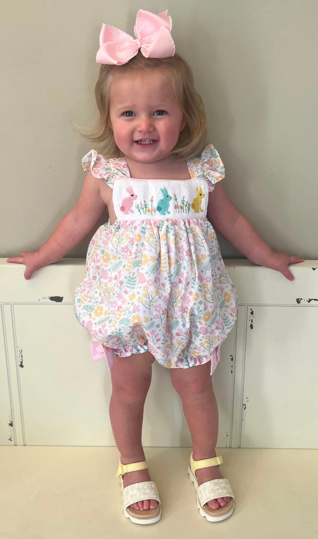 PINK / BLUE / YELLOW SMOCKED BUNNY BUBBLE