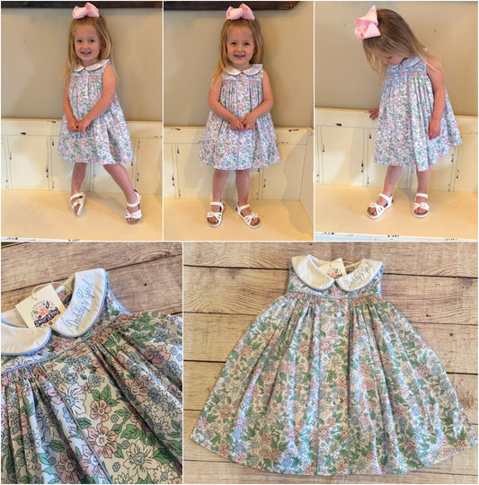 Daddy'Girl BLUE FLORAL COLLAR DRESS // ETA FROM VENDOR MID TO LATE MARCH // (po197)