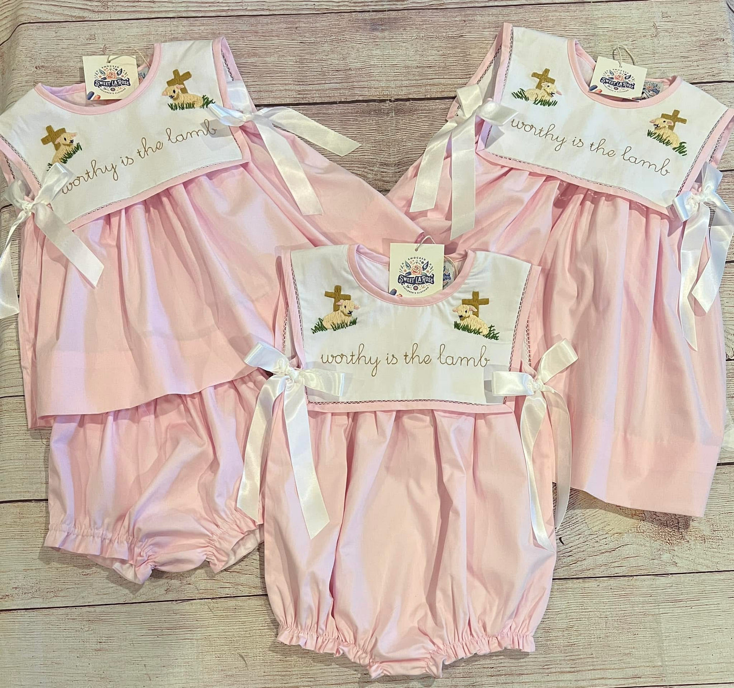 WORTHY IS THE LAMB BLOOMER SET (fully lined) (211a)