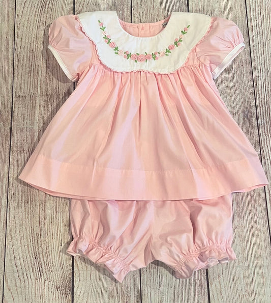 PINK EMBROIDERED BLOOMER SET
