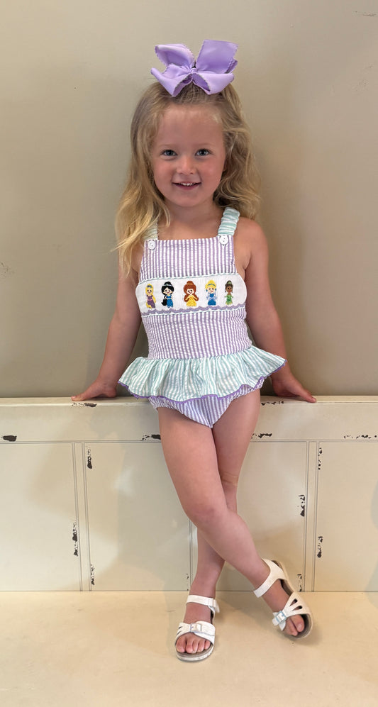 SMOCKED PRINCESS LAVENDER SWIMSUIT // ETA LATE APRIL TO EARLY MAY (po216)
