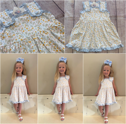 BLUE / YELLOW FLORAL RUFFLE DRESS // ETA LATE APRIL TO EARLY MAY (po216)