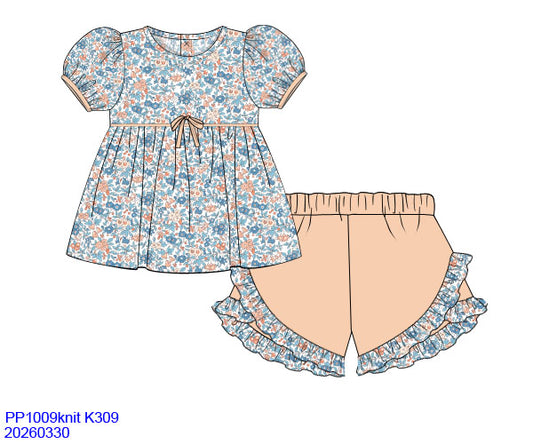 BLUE & PEACH FALL FLORAL SHORT SET // ETA MID TO LATE JUNE (po220)