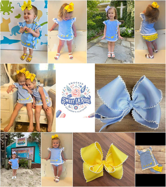 YELLOW / BLUE DUCKLING BLOOMER SET (fully lined) (order211a)