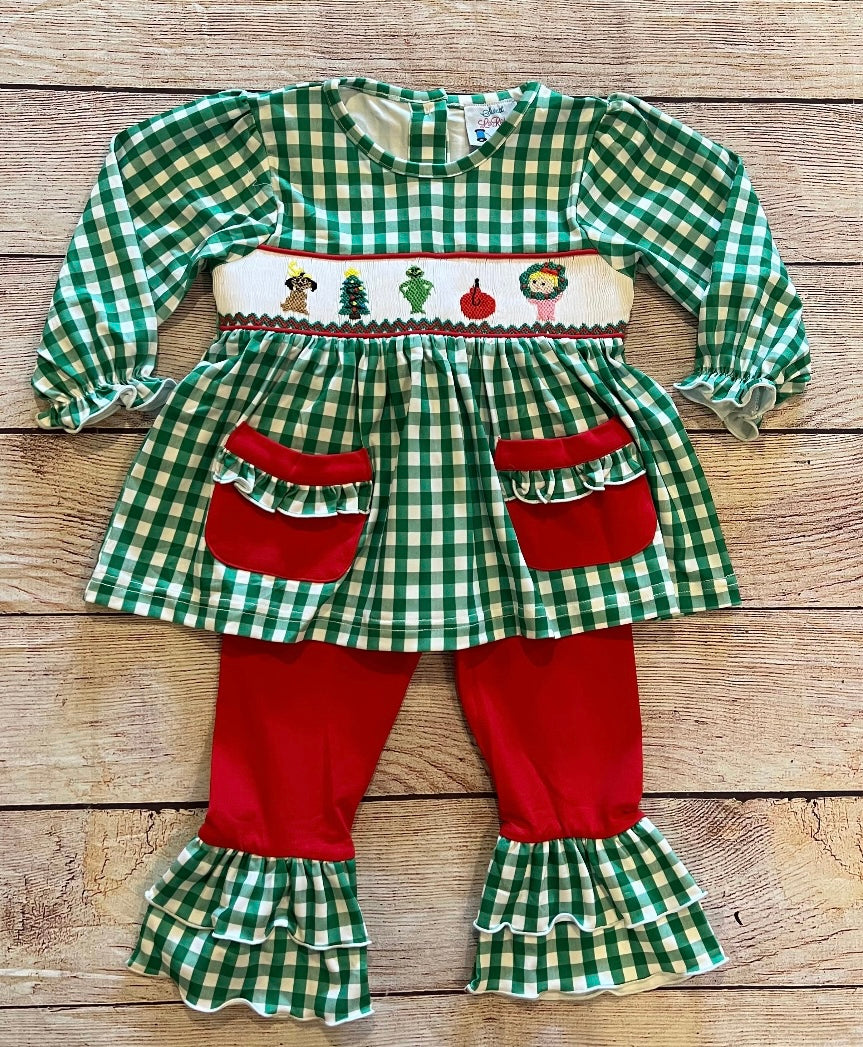 GRINCH HAND SMOCKED PANT SET // ETA EARLY TO MID OCTOBER (po225)