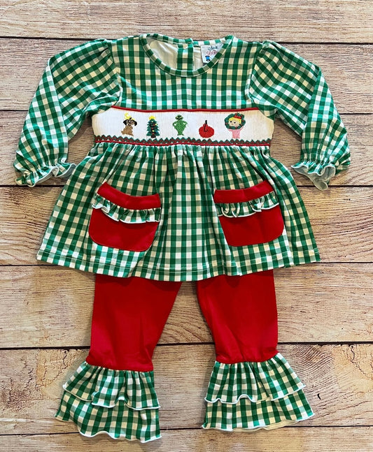 GRINCH HAND SMOCKED PANT SET // ETA EARLY TO MID OCTOBER (po225)
