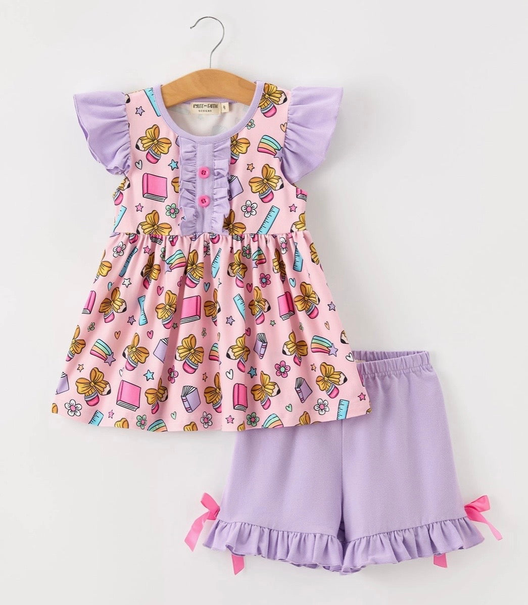 PURPLE BACK TO SCHOOL SHORT SET EXTRAS