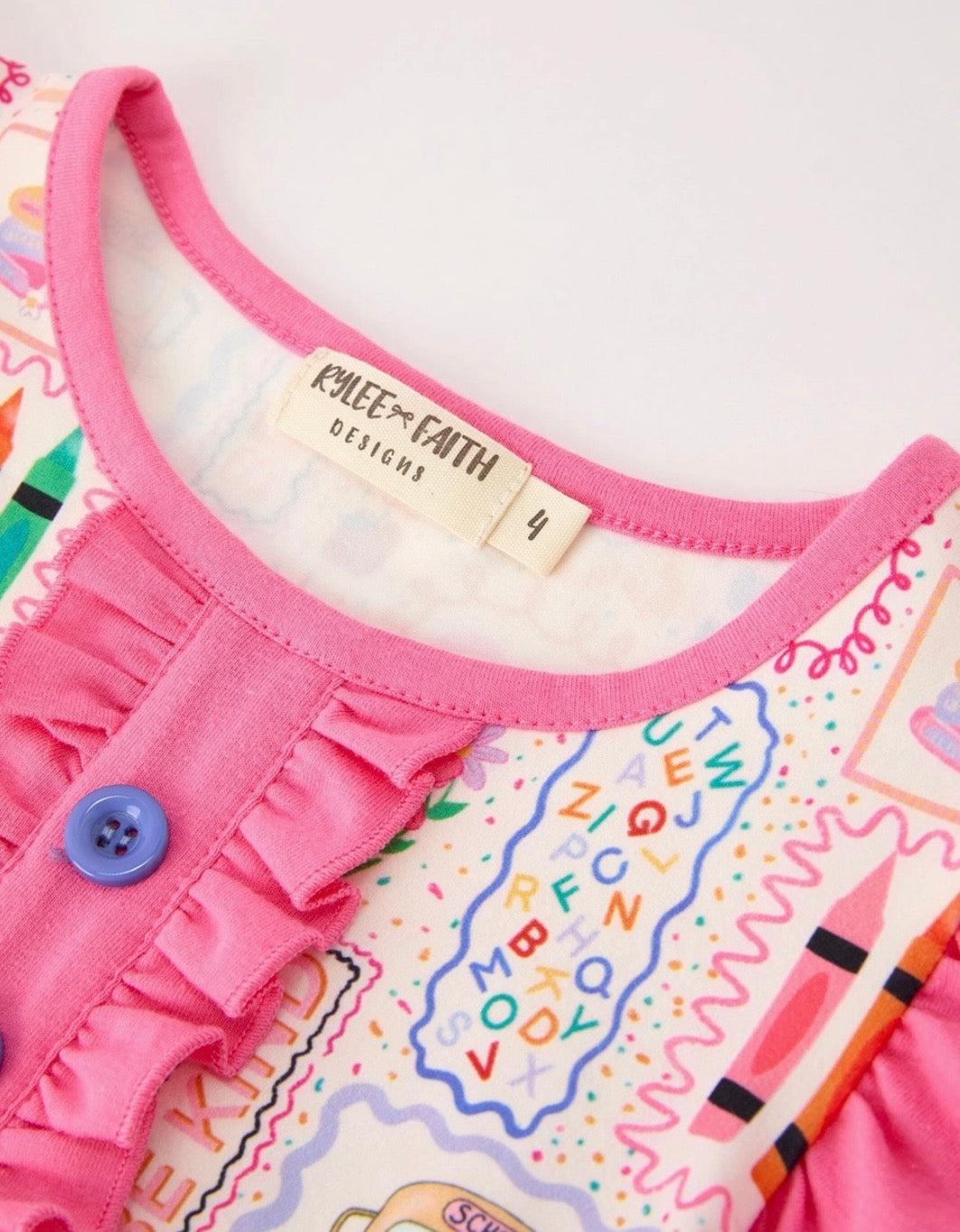 PINK BACK TO SCHOOL CRAYON BOW SHORT SET