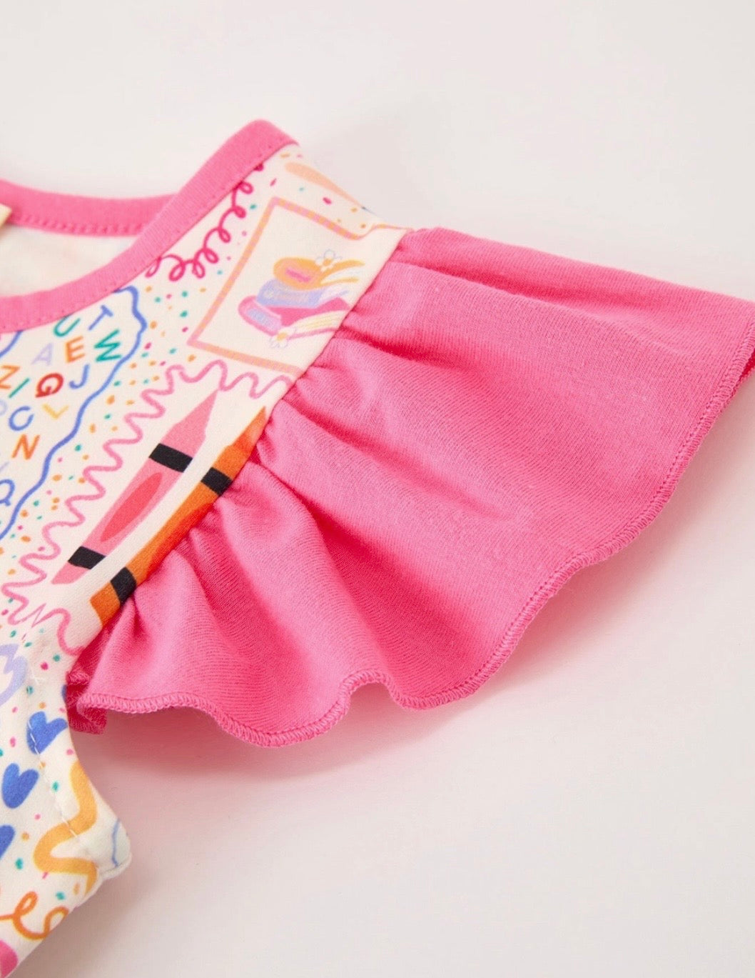 PINK BACK TO SCHOOL CRAYON BOW SHORT SET