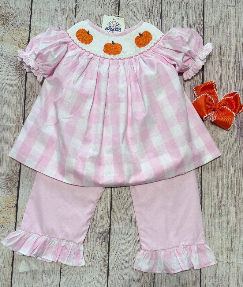 PINK BUFFALO PUMPKIN PANT SET w/ RUFFLES // READY TO SHIP
