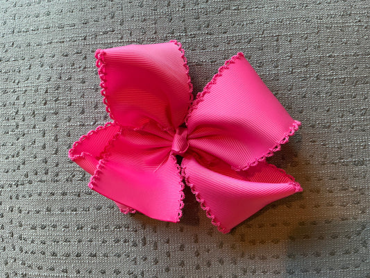 PINK W/ PINK MOONSTICH BOW  w/ ALLIGATOR CLIP