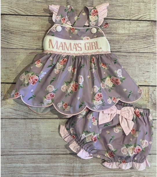 LAVENDER FLORAL “MAMA'S GIRL” BLOOMER SET // ETA LATE APRIL TO EARLY MAY (po216)
