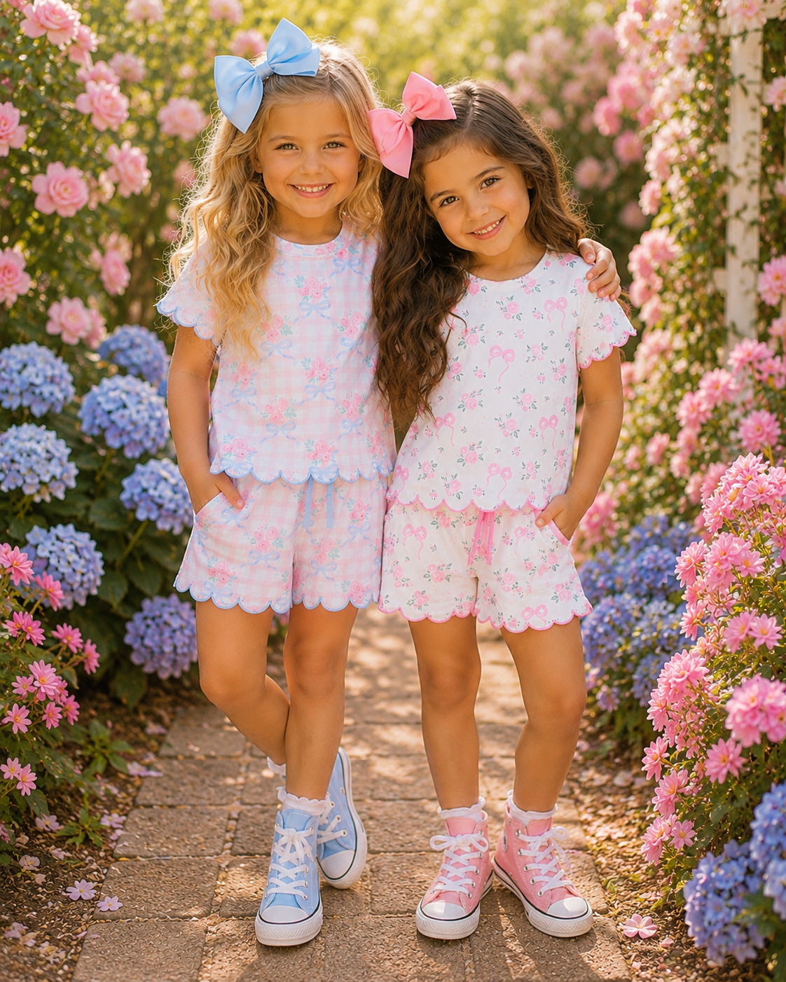 PINK FLORAL SCALLOPED SHORT SET .. ETA MID JUNE (shorts)