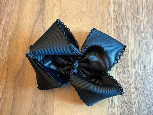 BLACK w/ BLACK MOONSTITCH BOW w/ ALLIGATOR CLIP