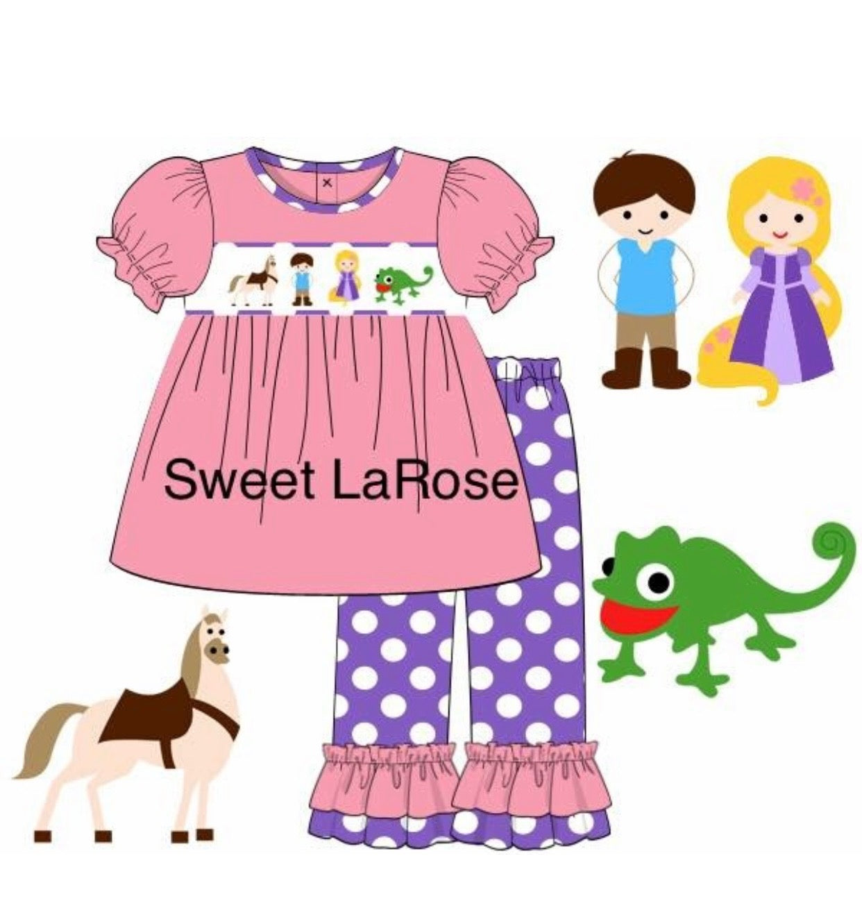 RAPUNZEL HAND SMOCKED KNIT PANT SET (po227)
