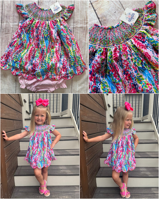 PINK MULTICOLOR FLORAL GEOMETRIC BLOOMER SET // ETA EARLY JUNE (po218 extras)