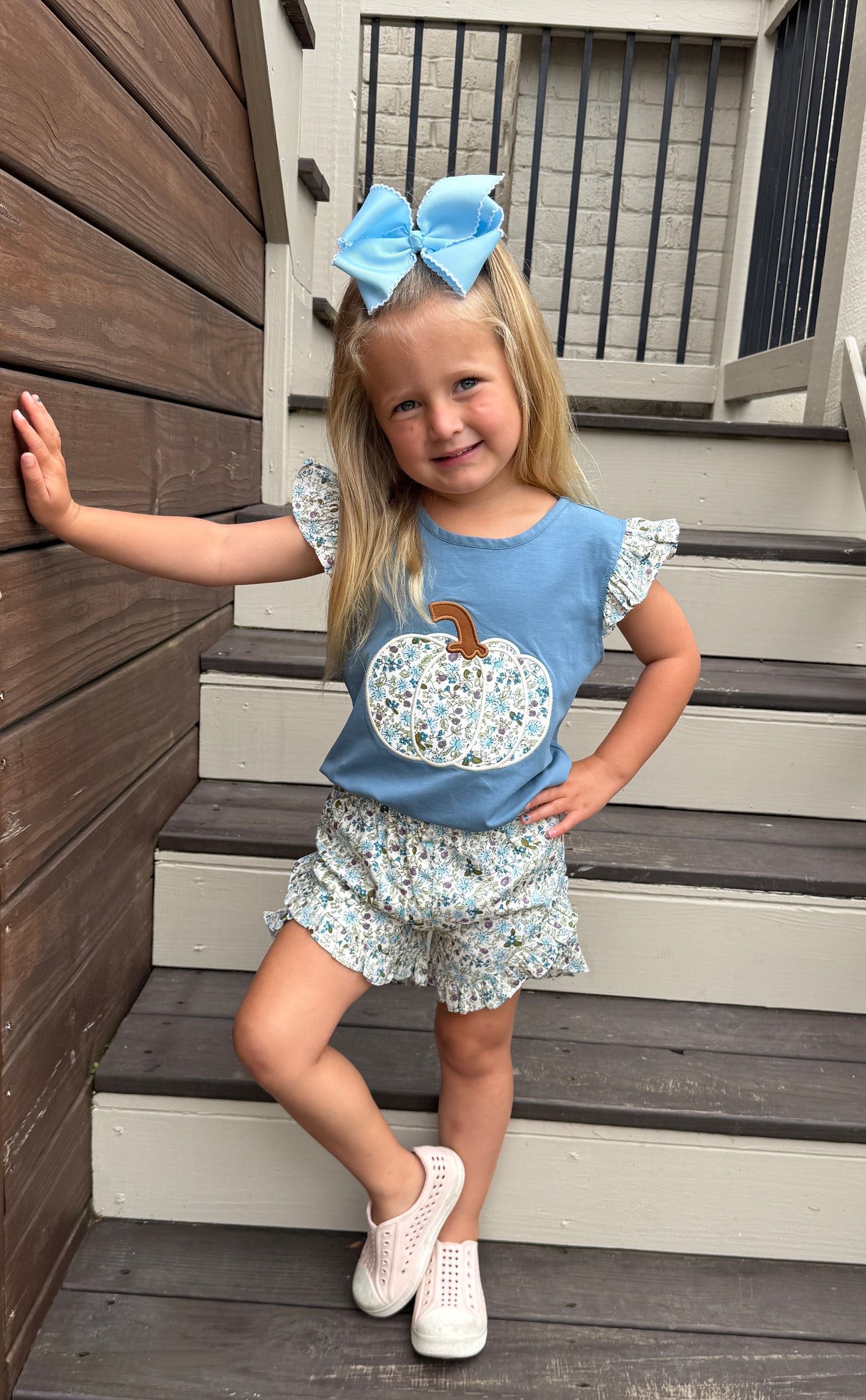 BLUE STONE PUMPKIN KNIT SHORT SET // ETA LATE JUNE TO EARLY JULY FROM VENDOR (po219)