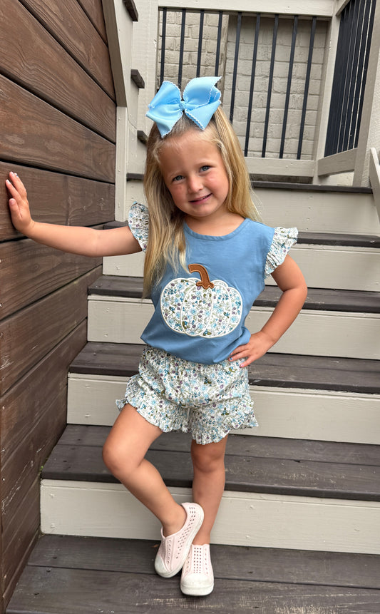 BLUE STONE PUMPKIN KNIT SHORT SET // ETA LATE JUNE TO EARLY JULY FROM VENDOR (po219)