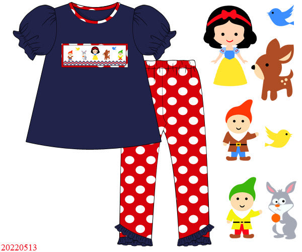 SNOW WHITE HAND SMOCKED KNIT PANT SET (po227)