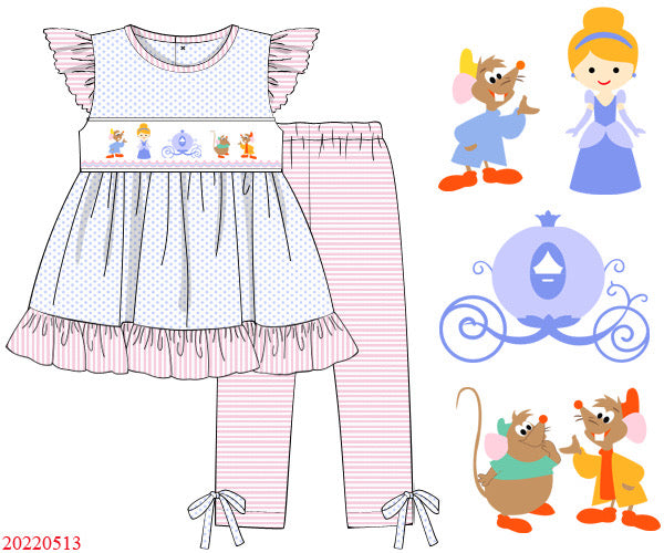 CINDERELLA HAND SMOCKED KNIT PANT SET (po227)