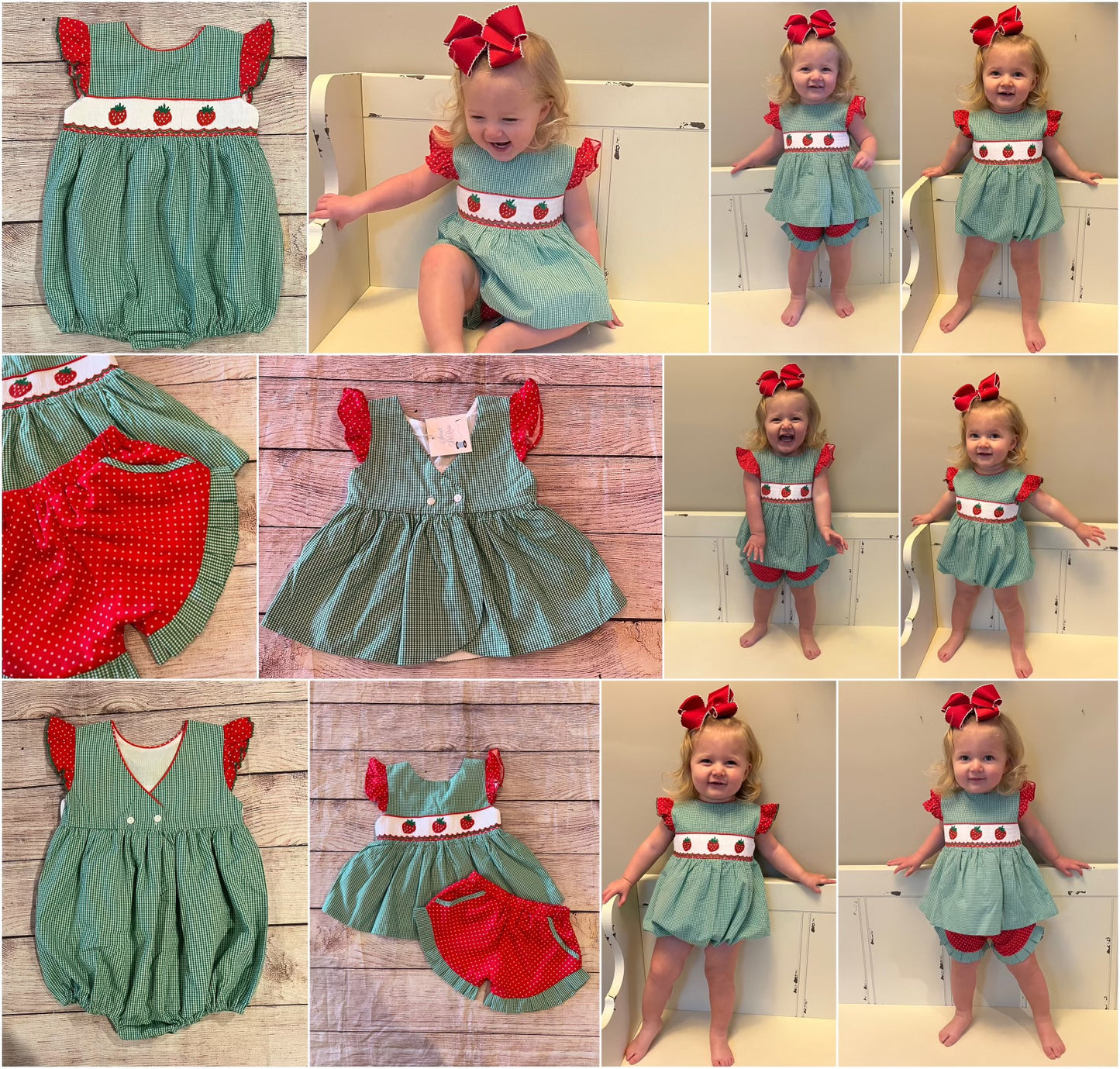 STRAWBERRY SMOCKED BUBBLE