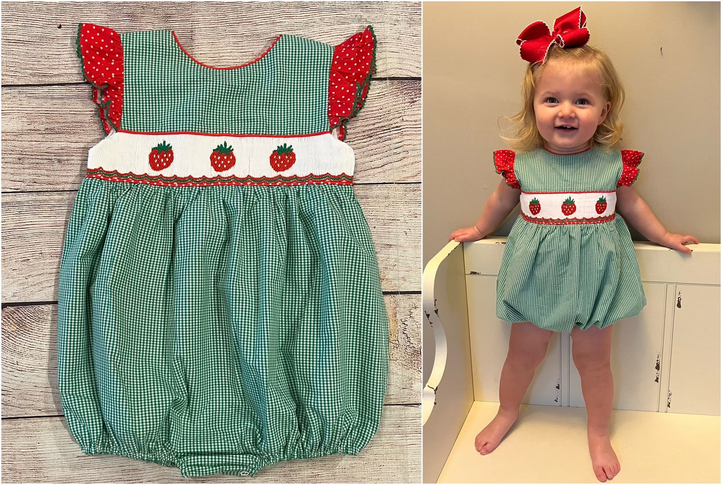 STRAWBERRY SMOCKED BUBBLE