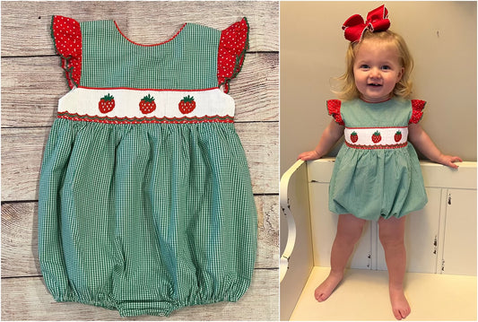 STRAWBERRY SMOCKED BUBBLE