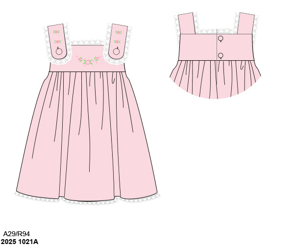 PINK HAND EMBROIDERED FLORAL & LACE DRESS (fully lined) (po212)