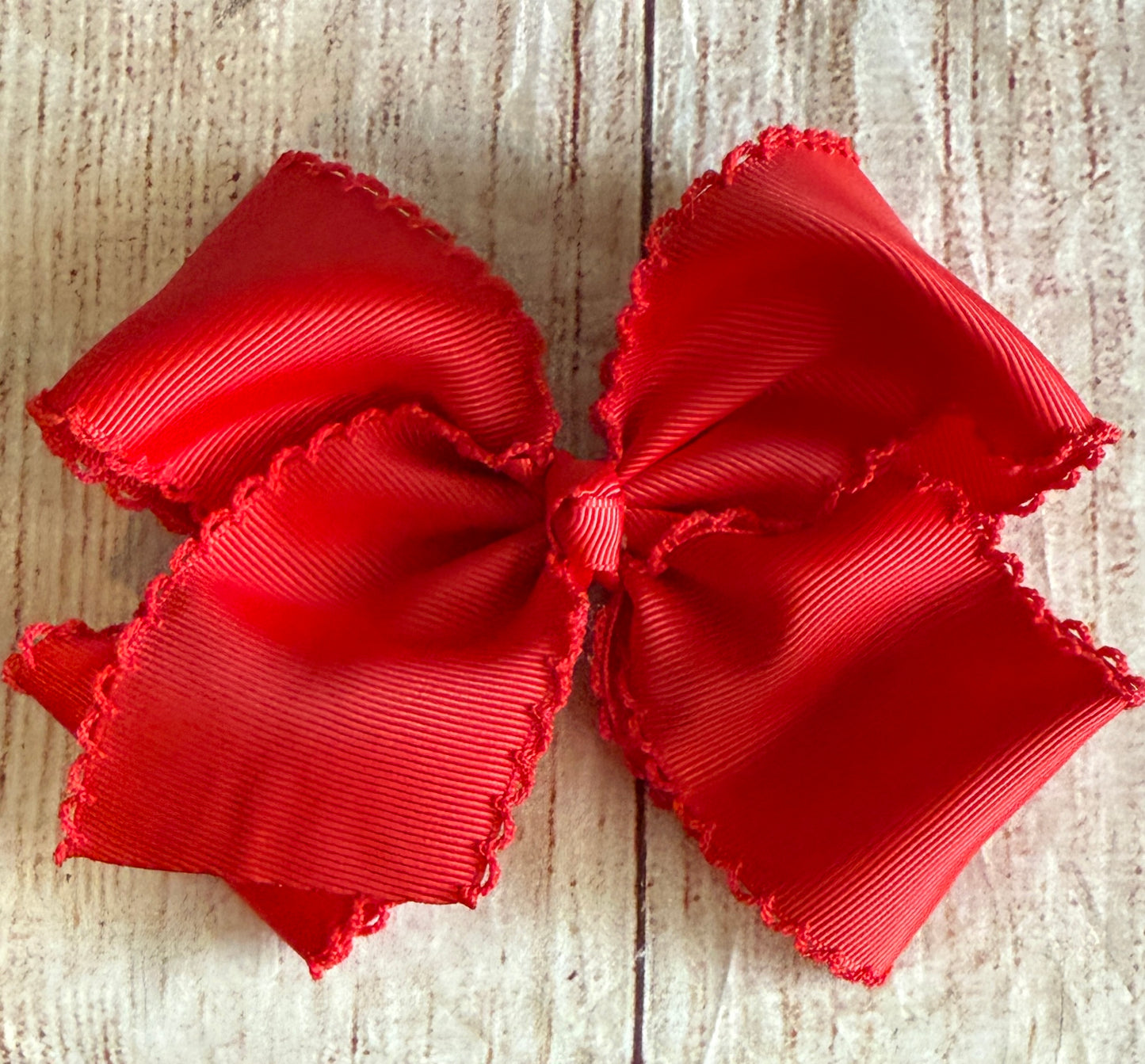 RED / RED MOONSTITCH BOW w/ ALLIGATOR CLIP // ETA MID TO LATE JULY (po222)