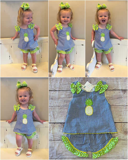 PINEAPPLE APPLIQUE SHORT SET