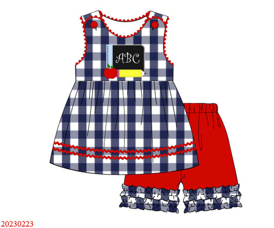 NAVY BUFFALO ABC CHALKBOARD SHORT SET // ESTIMATED TO SHIP FROM THE VENDOR LATE MAY to EARLY JUNE (school)
