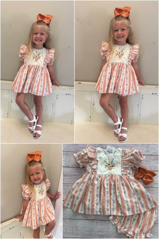 HAND EMBROIDERED FALL FLORAL BLOOMER SET // ETA MID TO LATE JULY (po222)