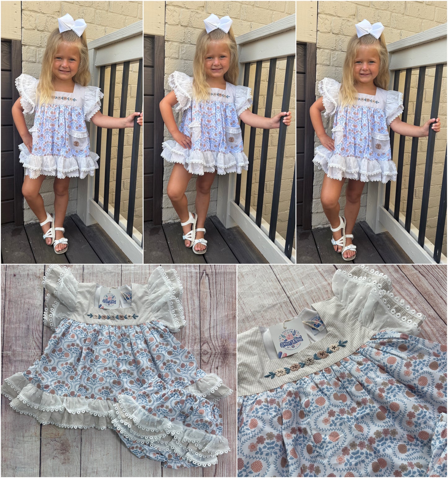 BLUE & KHAKI FLORAL LACE BLOOMER SET // ETA MID TO LATE JUNE (po220 extras)