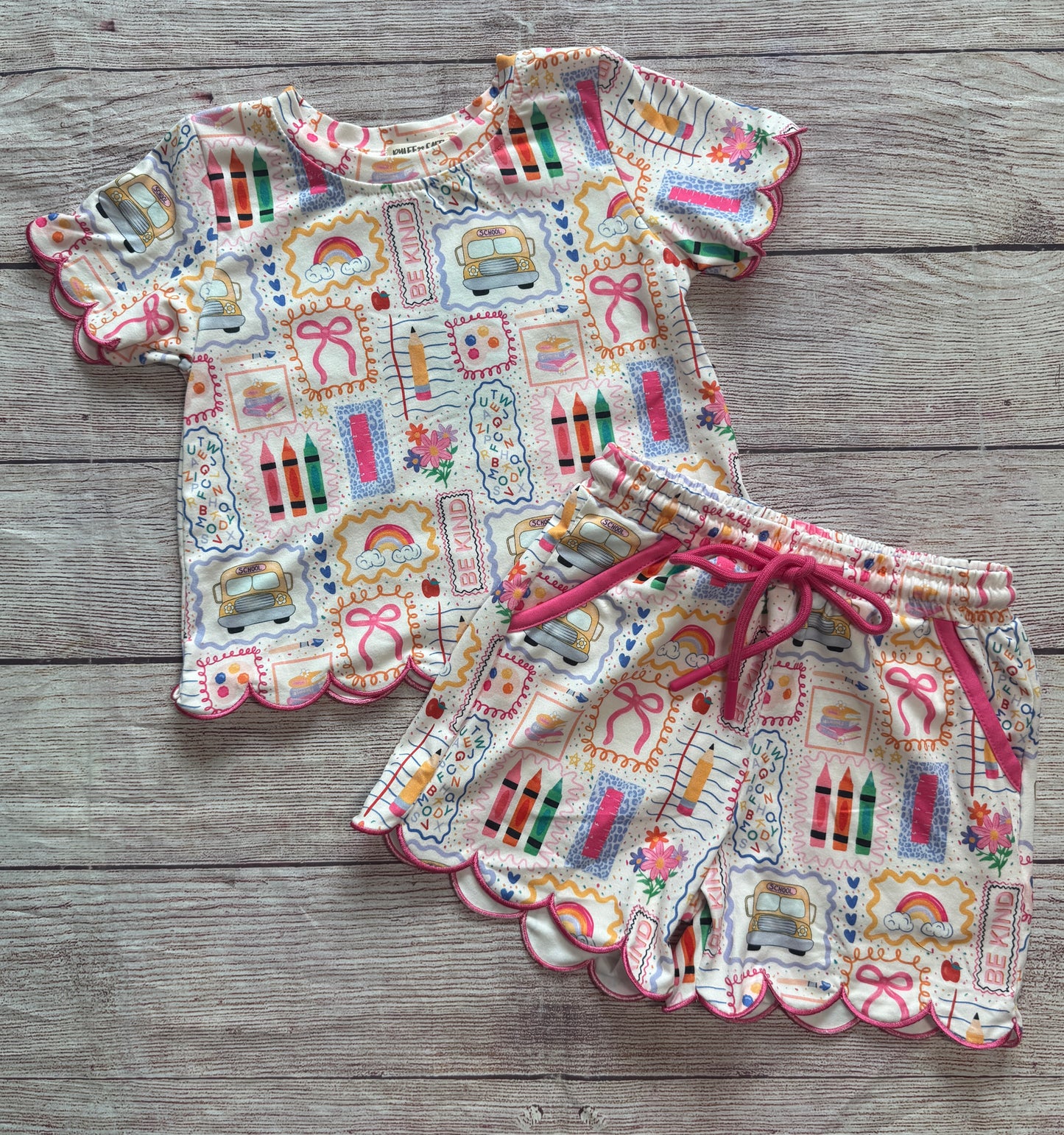 PINK SCALLOP BACK TO SCHOOL SHORT SET // ETA LATE JULY