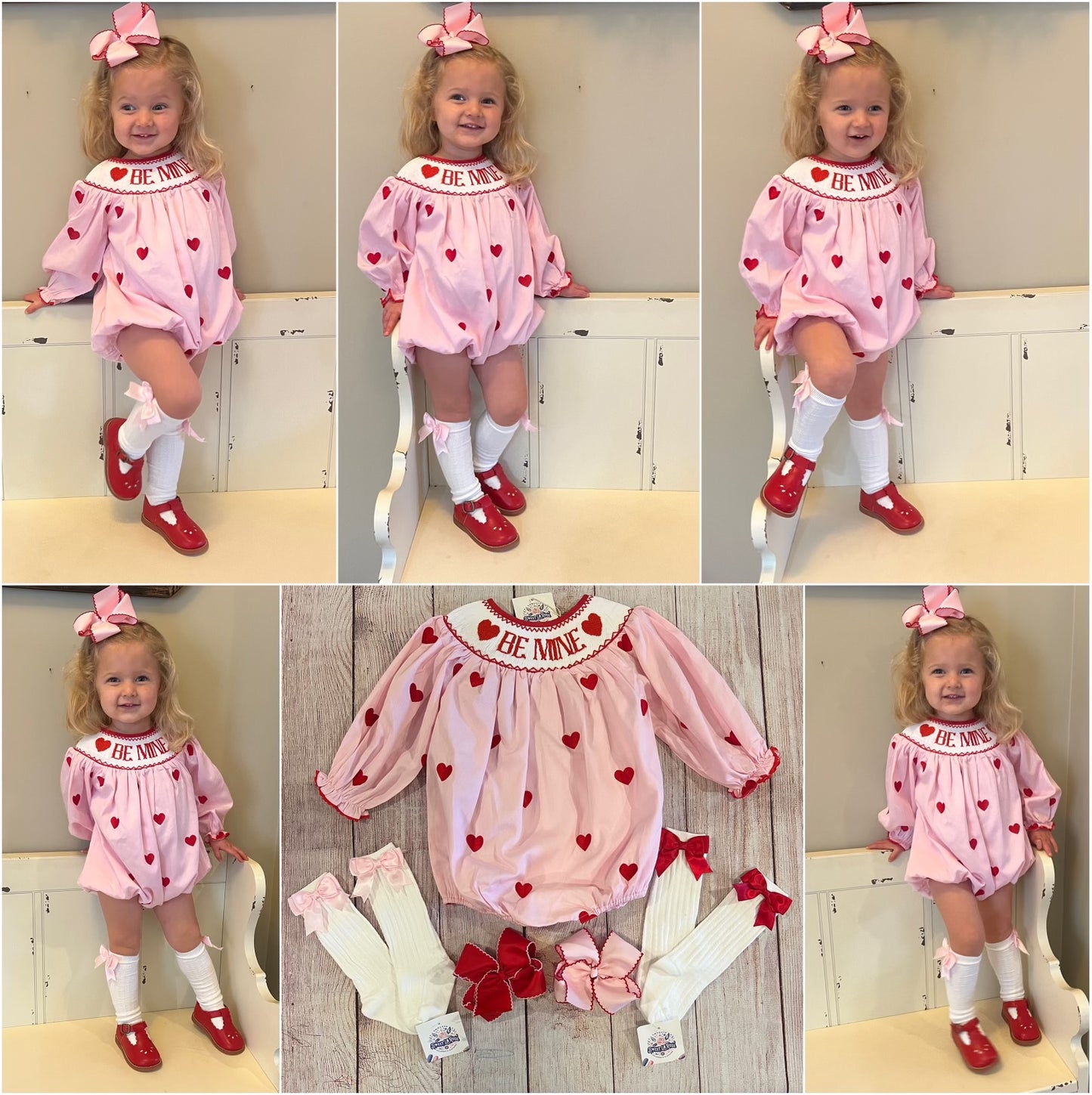 PINK w/ RED HEARTS LONG SLEEVE "BE MINE" BUBBLE (ETA EARLY NOVEMBER) (po189 extras)