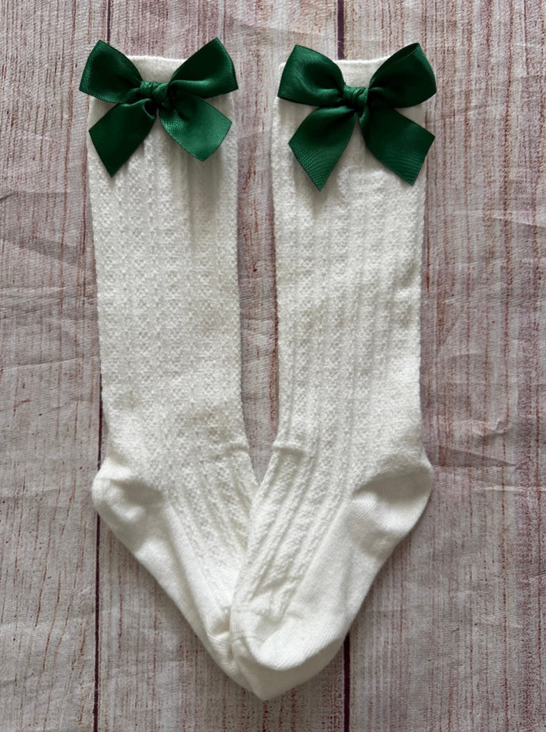 GREEN SATIN BOW SOCKS // ETA MID TO LATE JULY (po222)
