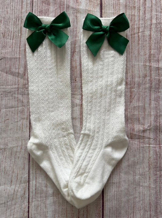 GREEN SATIN BOW SOCKS // ETA MID TO LATE JULY (po222)