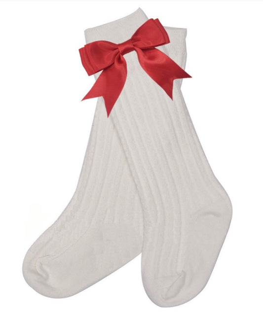 RED SATIN BOW SOCKS // ETA MID TO LATE JULY (po222)