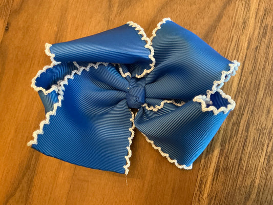 ROYAL BLUE w/ WHITE MOONSTITCH HAIRBOW (jogger#2)