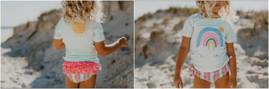 MINT RAINBOW RASH BUARD RUFFLE SWIMSUIT (swim #1)