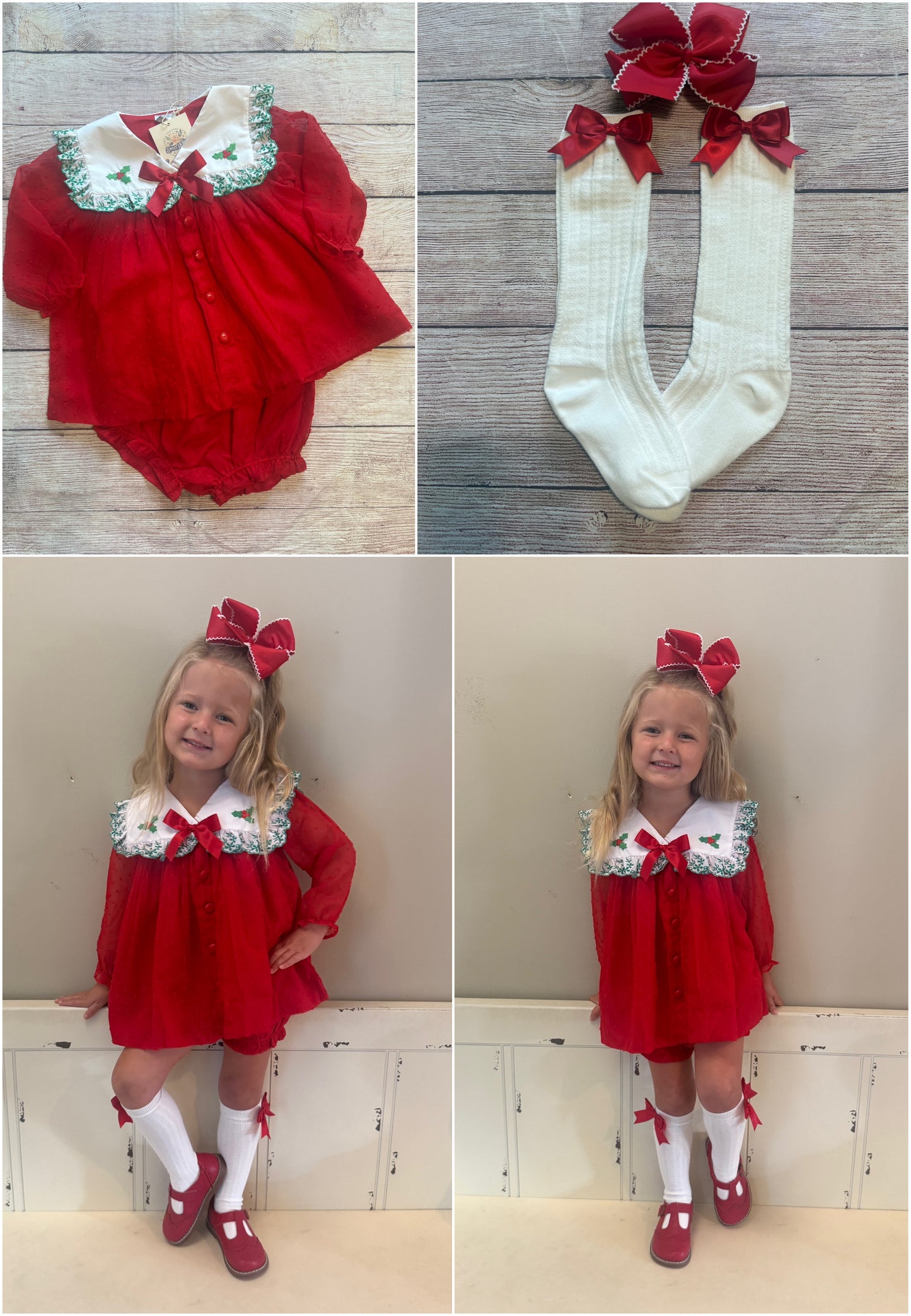 RED SWISS DOT BLOOMER SET //FULLY LINED