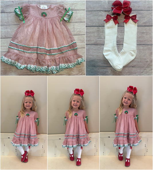 PINK SWISS DOT CHIFFON WREATH DRESS // ETA EARLY TO MID OCTOBER (po225a)