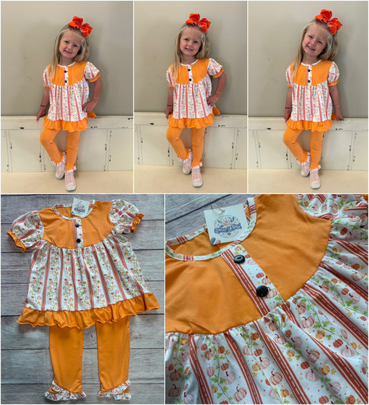 ORANGE & PINK STRIPE PUMPKIN PANT SET