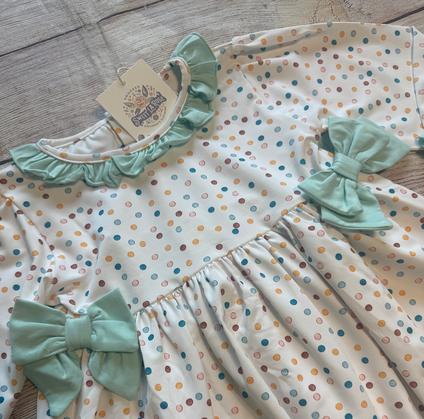 WHIMSICAL DOT KNIT PANT SET w/ BOWS