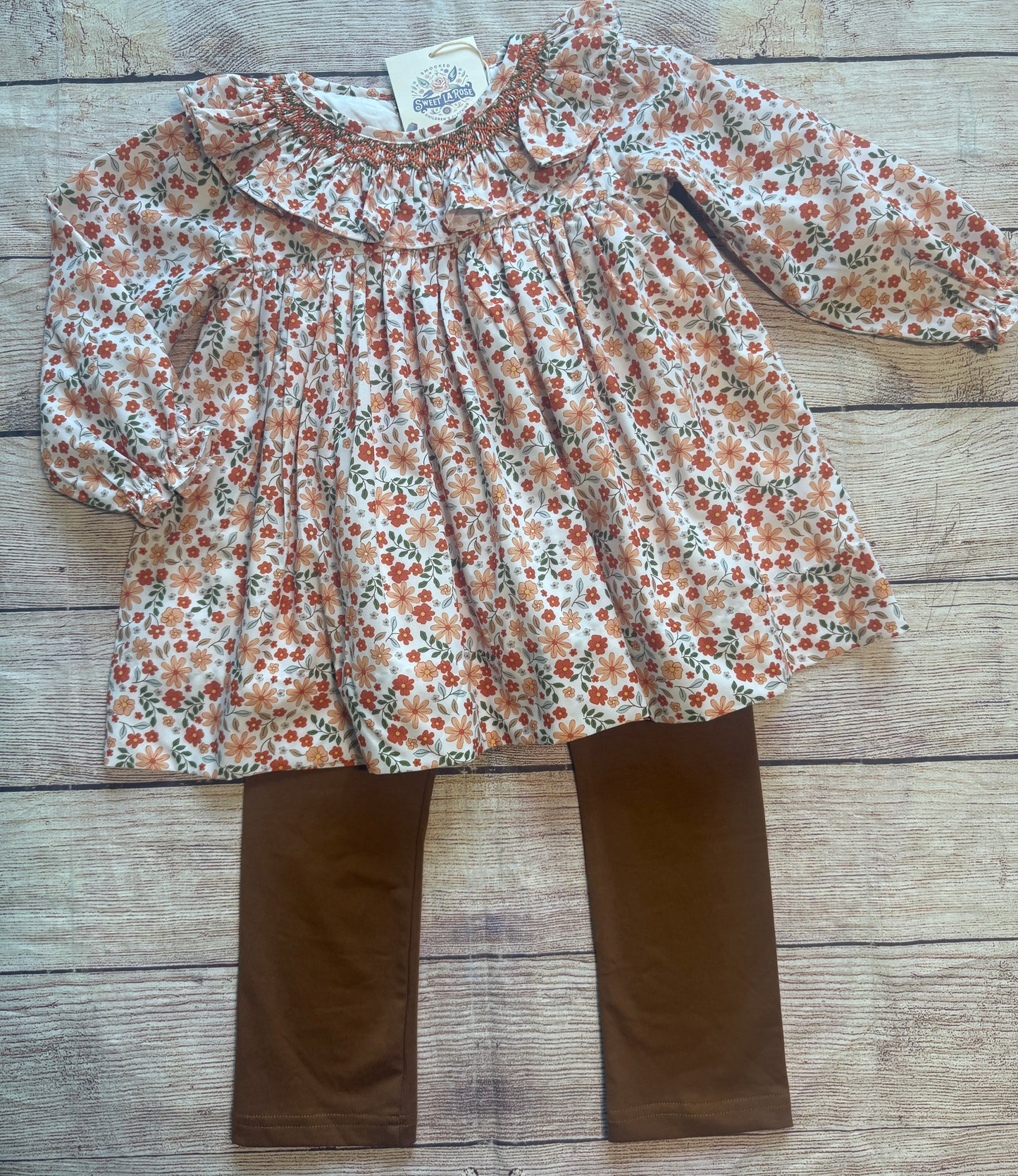 FALL FLORAL GEOMETRIC COLLAR THANKSGIVING PANT SET