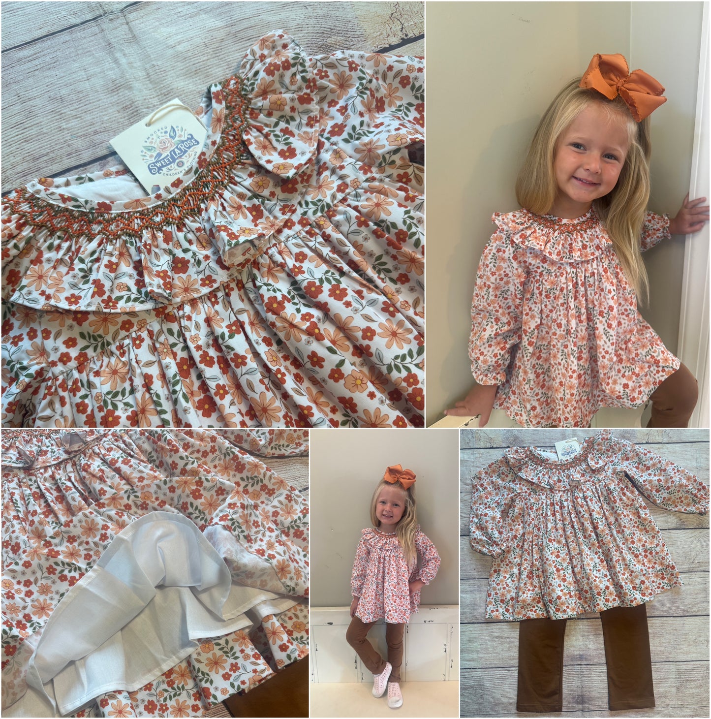 FALL FLORAL GEOMETRIC COLLAR THANKSGIVING PANT SET