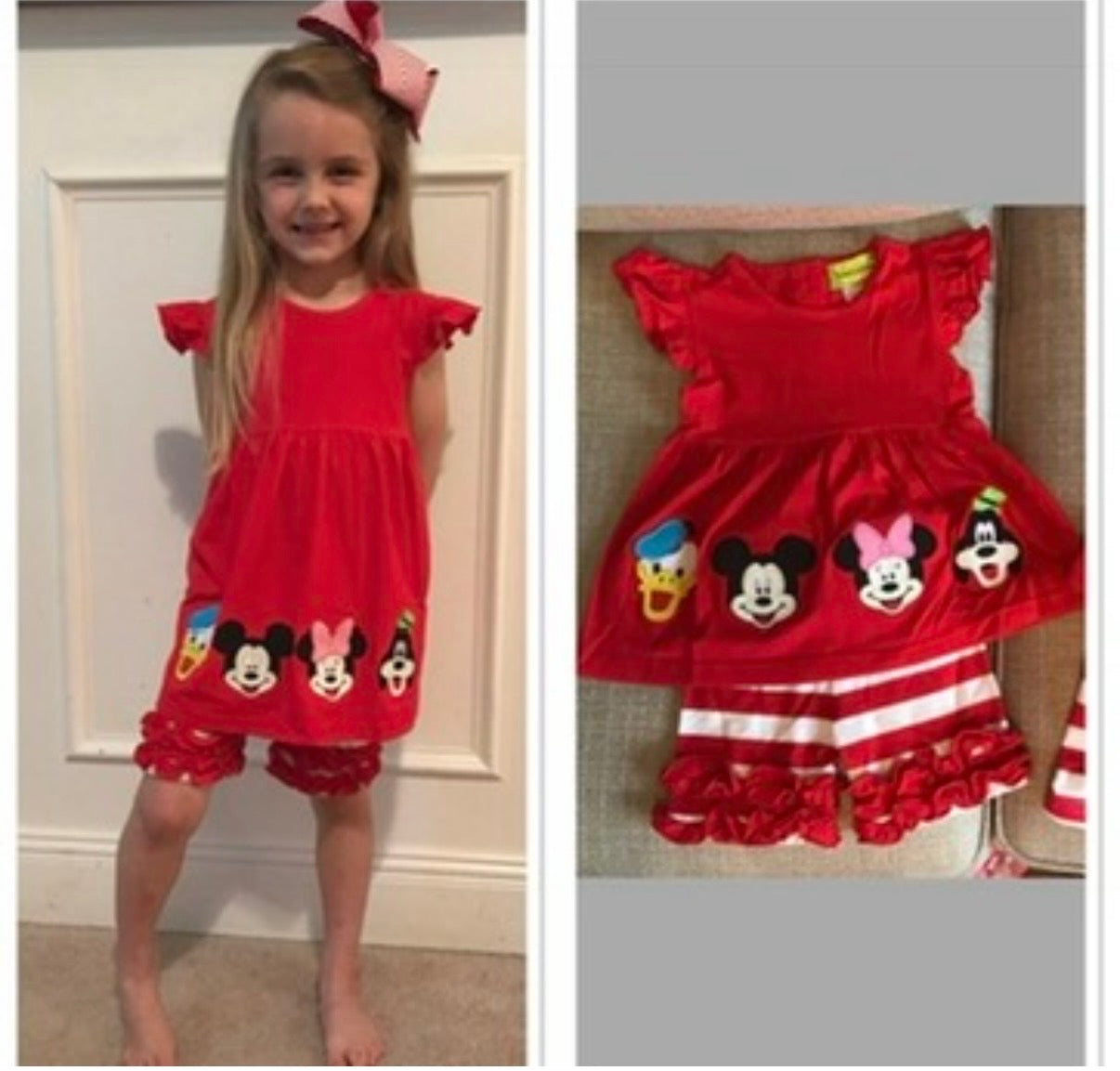 GIRL CHARACTER RED STRIPE SHORT SET // ETA EARLY TO MID APRIL (character)