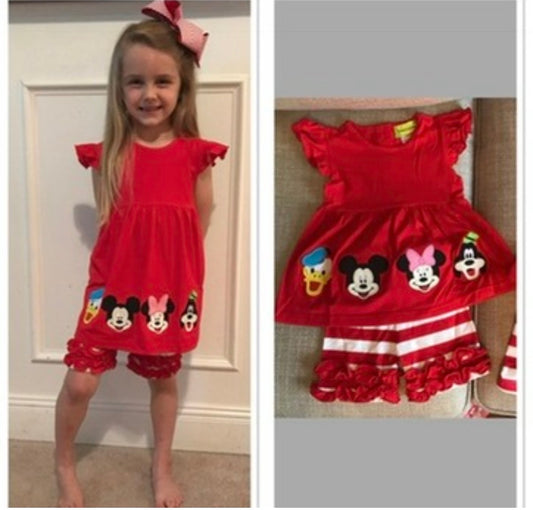 GIRL CHARACTER RED STRIPE SHORT SET // ETA EARLY TO MID APRIL (character)